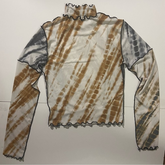 Sheer mesh tie dye cropped turtle neck, size L - Picture 5 of 5